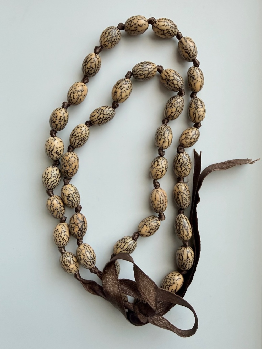 Natural Nuts with Oval Beads Necklace